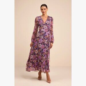 Floral Long Sleeve Wrap Dress